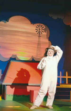 Snoopy on stage looking off into the distance